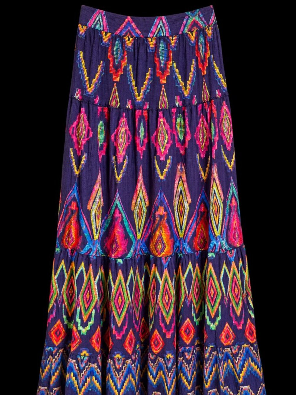 Desigual Colorful Boho Printed Tiered Maxi Skirt Size M